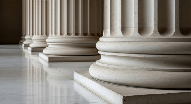 Elegant marble columns in classical architecture setting