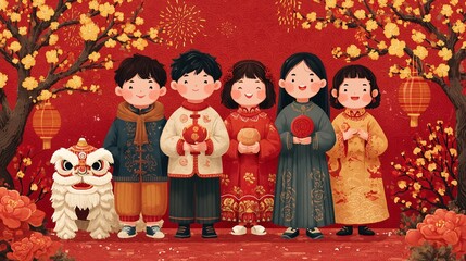 Chinese New Year nativity family scene