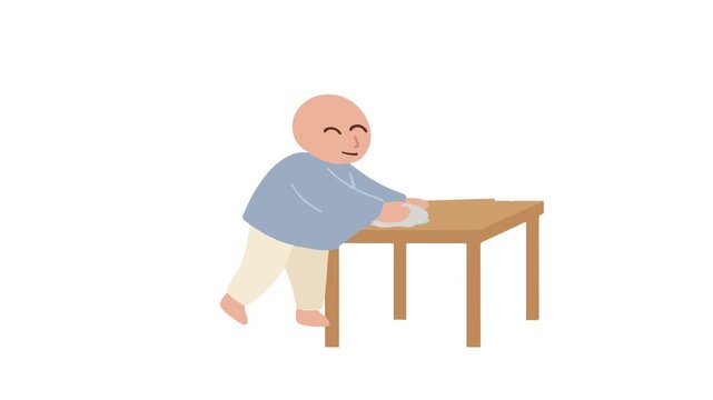 Man Cleaning Table Activity Illustration