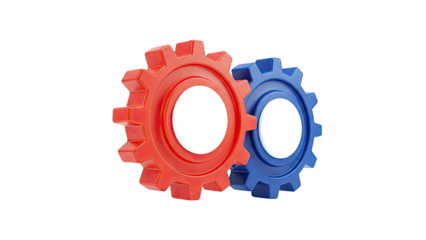 Interlocking Red and Blue Gears
