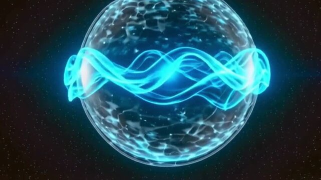 Futuristic Electric Blue Data Sphere Digital Technology Concept