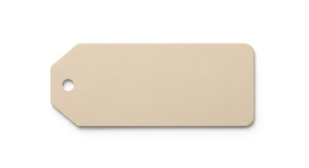 Beige rectangular blank price tag with rounded corner and hole