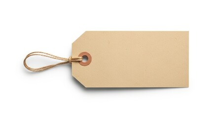Blank brown paper tag with twine string for labeling and customization