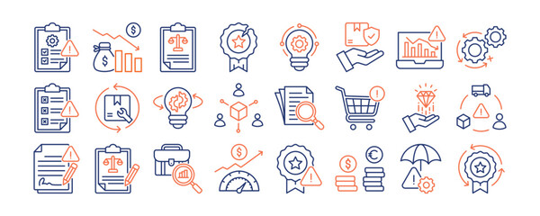 Business Risk icon collection. Containing design risk, business, safety, management, security, strategy, investment	