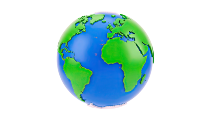 Stylized Globe of Earth Showing Continents and Oceans