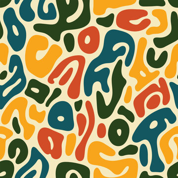 Modern abstract blobs seamless pattern with flowing organic forms and playful design