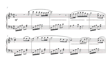 Obraz premium Sheet music for piano solo isolated on transparent background