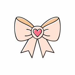 Fototapeta premium Cute Bow with Heart: A delicate bow adorned with a heart-shaped emblem, exuding a sense of love, charm, and elegance, set against a pristine backdrop.
