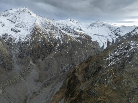 Schafkogel and Querkogel, glacier Schlaf Ferner, Niedertal, alpine panorama, aerial view, mountains in &Ouml;tztal, &Ouml;tztal Alps, Tyrol, Austria