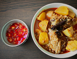 Massaman chicken curry, a popular Thai curry.