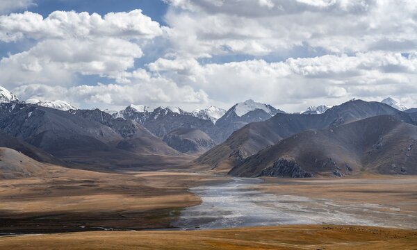 Mountains and plateau, Ak Shyrak Mountains, near Kumtor, Kara-Say, Tian Shan, Kyrgyzstan