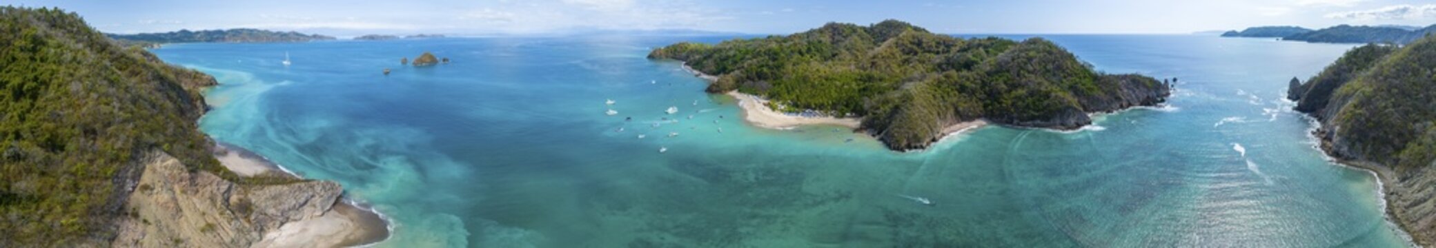 Aerial view, tropical island in the turquoise ocean, Tortuga Island, Puntarenas, Costa Rica