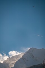 strong south wind on the alps, in the hohe tauern national park in austria, at a cold sunny winter day