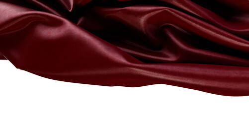 Close-up of a deep maroon fabric with delicate folds, conveying elegance and sophistication. Perfect for backgrounds and