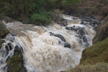 Ethiopia's Blue Nile Falls on a cloudy winter day