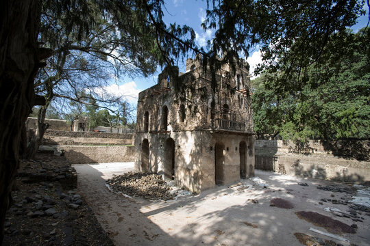 Ethiopia's Gonder ancient ruins on a cloudy winter day