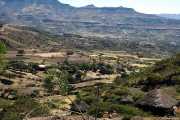 Ethiopia landscape on a cloudy winter day.