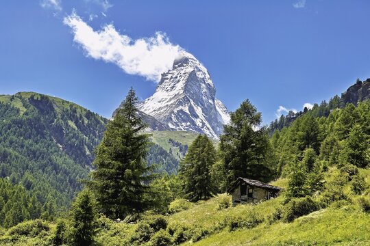 Matterhorn with a cloud flag, Zermatt, Valais, Switzerland