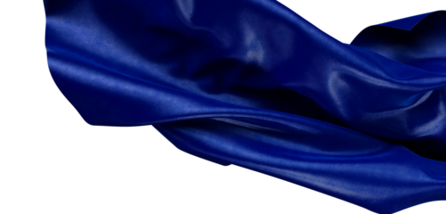 Close-up shot of a flowing royal blue fabric on white. Perfect for backgrounds or textures. Represents elegance, movemen