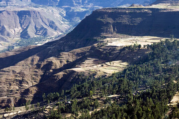 Ethiopia landscape on a cloudy winter day.
