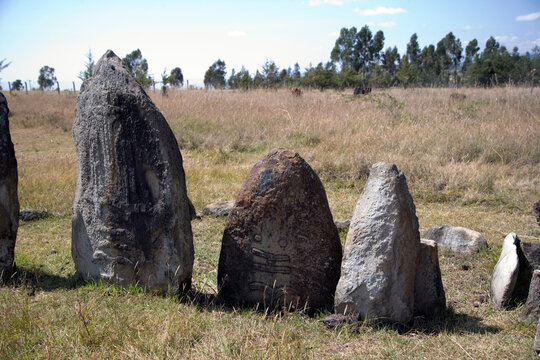 Ethiopia's Tiya Monument on a cloudy winter day