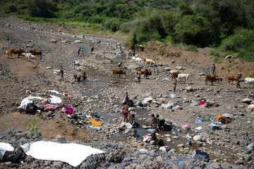Ethiopia landscape on a cloudy winter day.