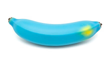 Vibrant Blue Banana with Yellow Spot Isolated