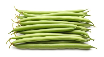 Vibrant Green Beans Isolated on White Background