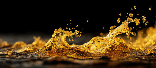 crude oil or engine splash with waves luxury
