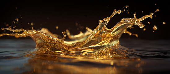 crude oil or engine splash with waves luxury