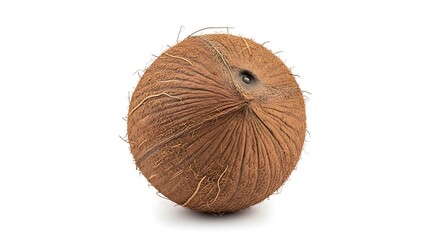 Whole Brown Coconut Isolated on White Background