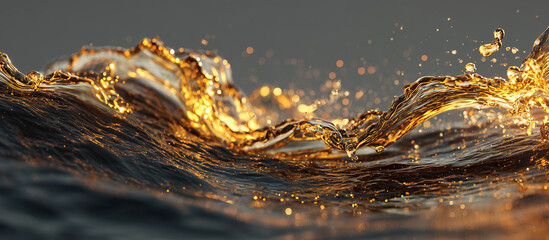 crude oil or engine splash with waves luxury