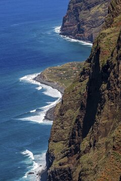 View of the cliffs from the Miradouro da Boa Morte, Ponta do Pargo, Madeira, Portugal