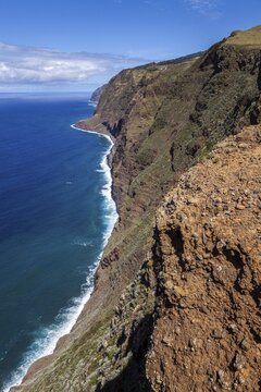 View of the cliffs from the Miradouro Farol da Ponta do Pargo, Ponta do Pargo, Madeira, Portugal