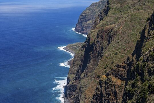 View of the cliffs from the Miradouro da Boa Morte, Ponta do Pargo, Madeira, Portugal