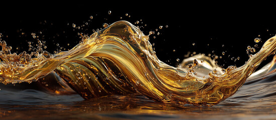 crude oil or engine splash with waves luxury
