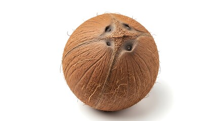 Whole Fresh Tropical Coconut Isolated on White Background