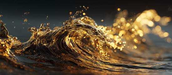 crude oil or engine splash with waves luxury