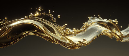 crude oil or engine splash with waves luxury