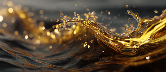 crude oil or engine splash with waves luxury