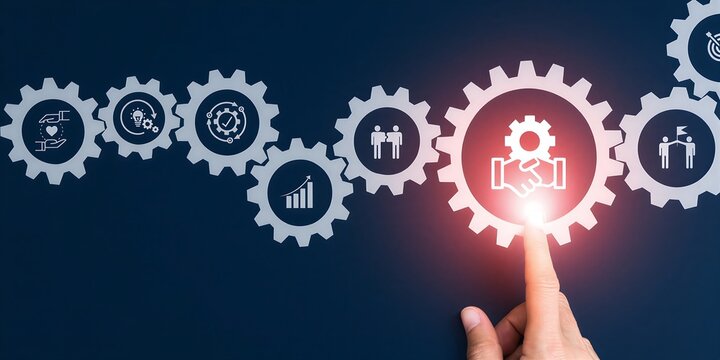 Hand selecting central gear in interconnected business process system