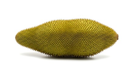 Whole Fresh Unripe Jackfruit on White Background