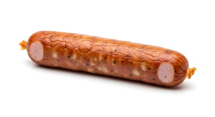 Whole Smoked Sausage Isolated on White Background