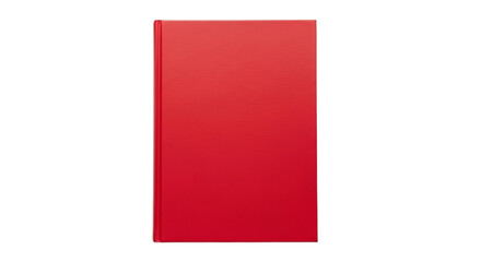 Plain red hardcover book with blank cover on isolated background