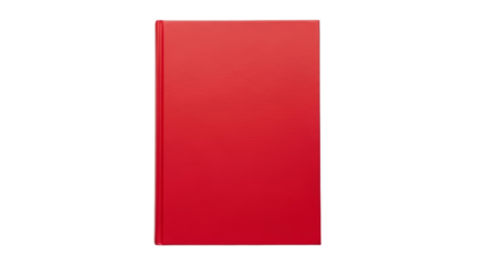 Plain red hardcover book with blank cover on isolated background
