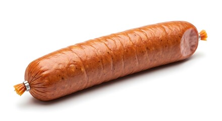 Whole Smoked Sausage on White Background