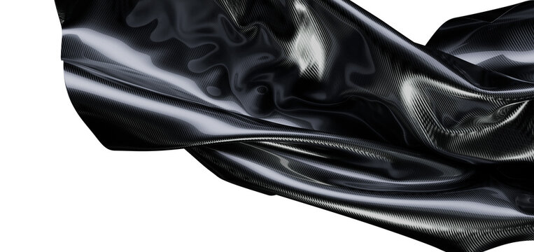 Textured fabric with carbon fiber effect, abstract background for technology and design projects. Reflective, glossy bla