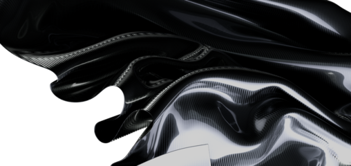 A close up shot of a glossy, flowing black material with intricate texture and smooth curves, perfect for digital backgr