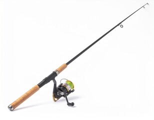 fishing rod and reel isolated