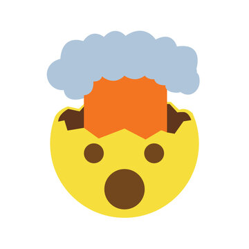 Exploding Head mind blown face emoji symbol sign icon vector illustration isolated flat funny mushroom cloud disbelief no way shock amazement